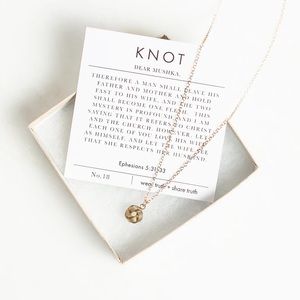 Brass knot pendant necklace